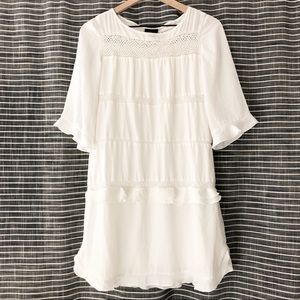 Who What Wear | White Boho Ruffle Shift Dress